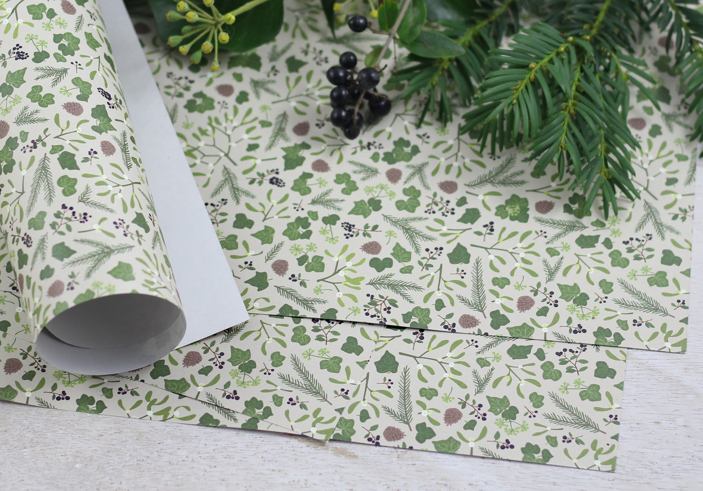 Geschenkpapier „Winterflora“, 5 Bogen A3