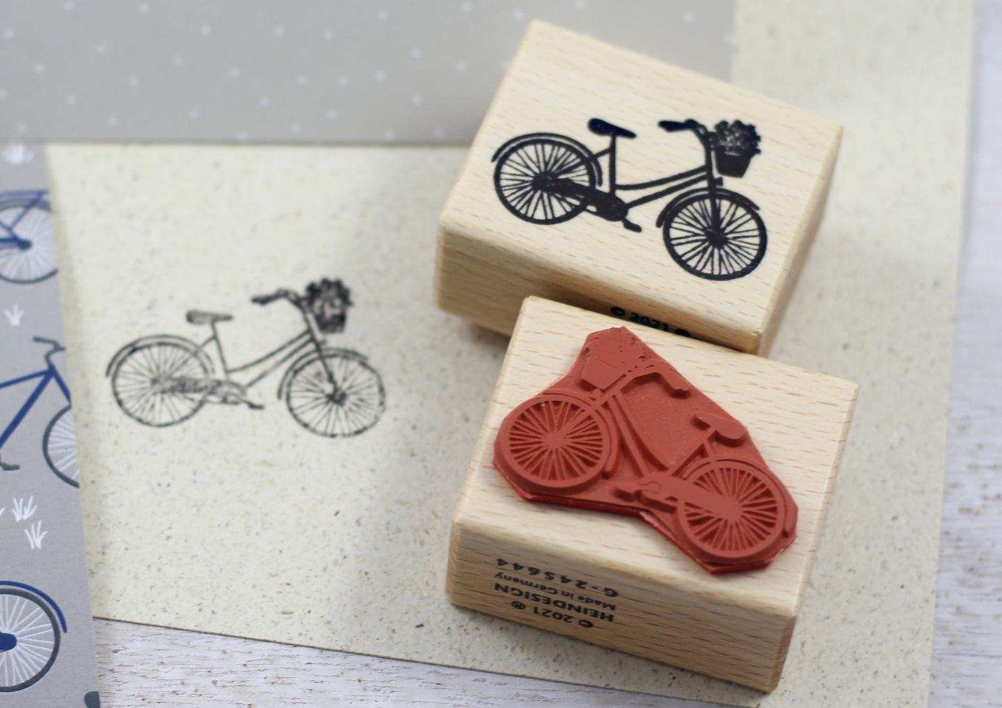 Stempel „Fahrrad mit Blumenkorb“