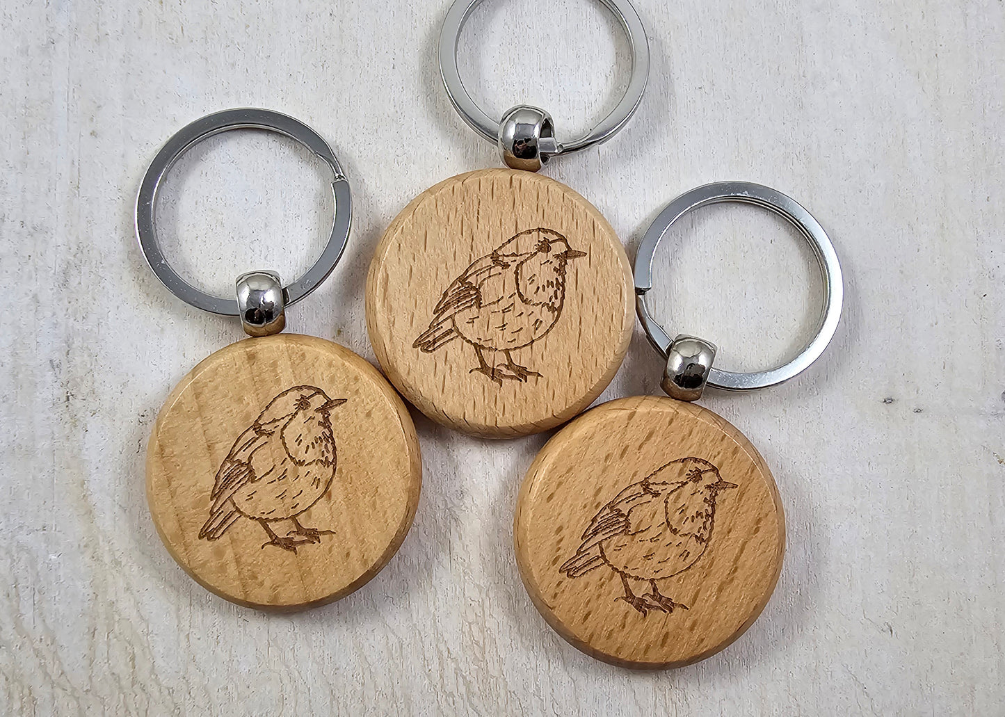 Holz-Schlüsselanhänger „Rotkehlchen“