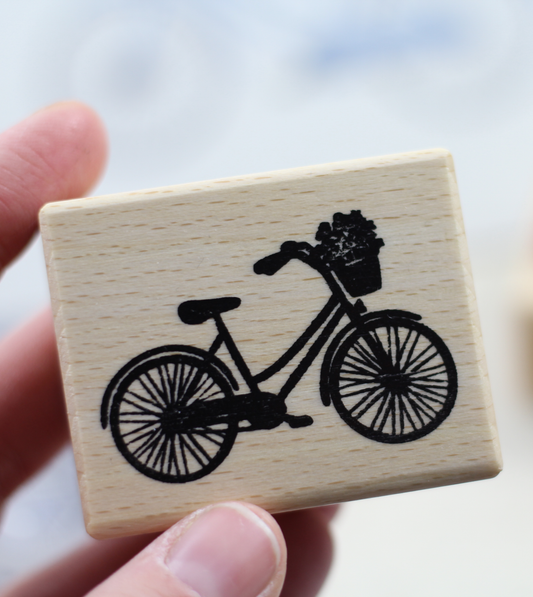 Stempel „Fahrrad mit Blumenkorb“