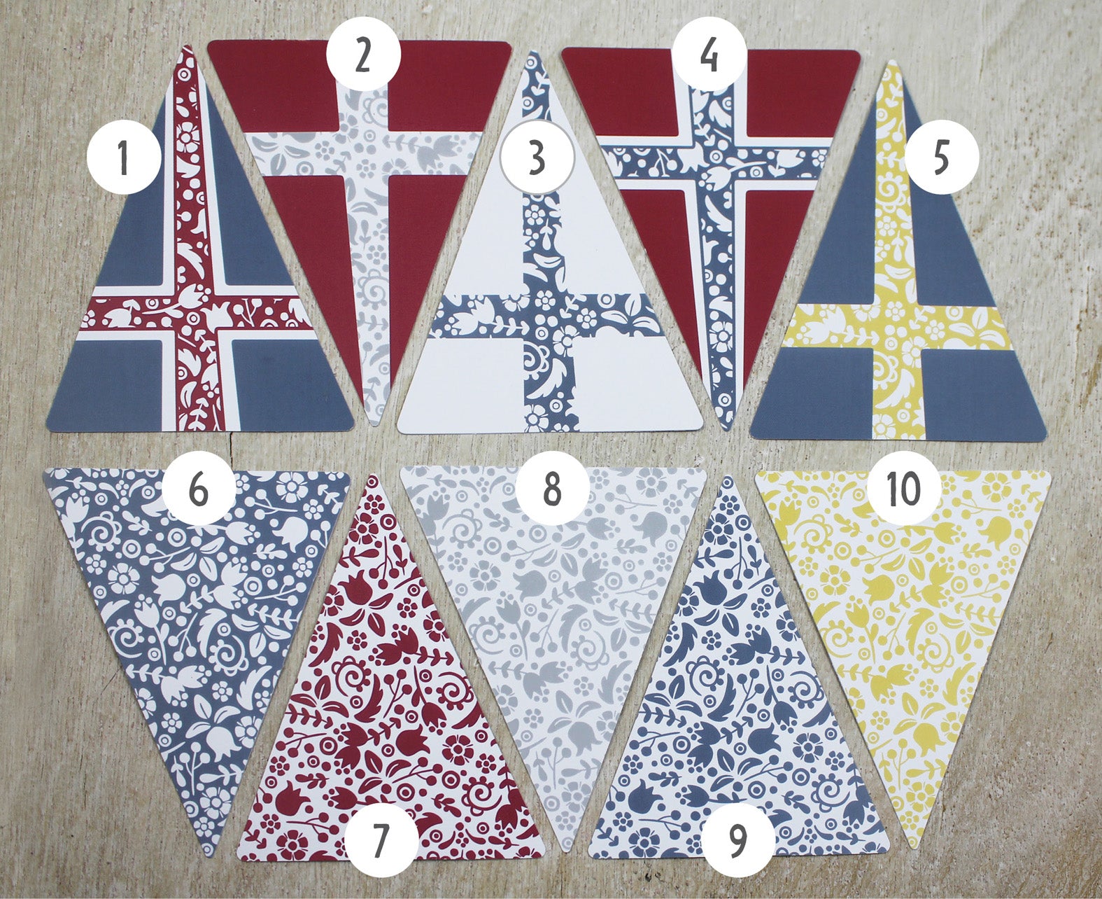 Skandilande (Girlande/Wimpelkette mit Flaggen aus nordischen Ländern) –  linava